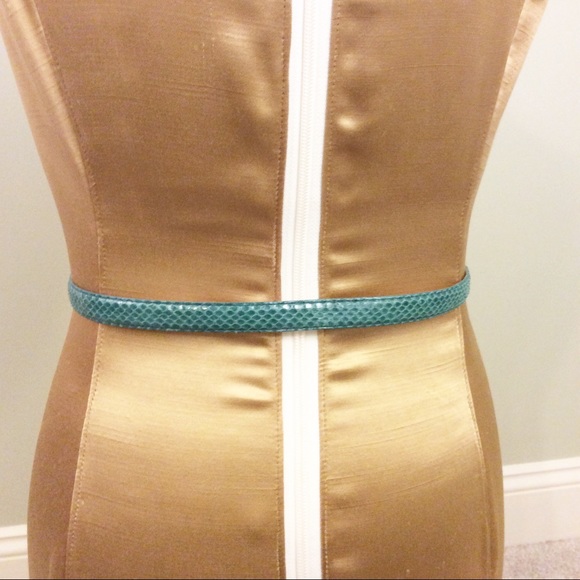 Green Genuine Snakeskin Slimline Belt 1” wide M/L - Picture 4 of 6
